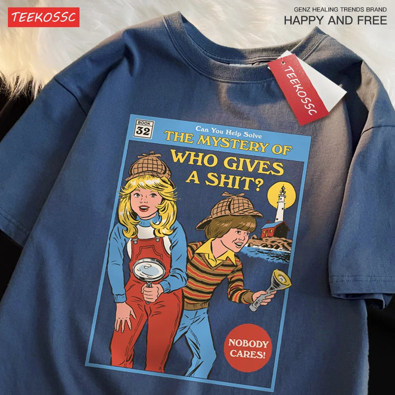 Can You Help Solve The Mystery Of Who Gives A Shit T Shirts Male Cotton Tee Clothes Hip Hop Oversized T Shirts Casual Loose Tops