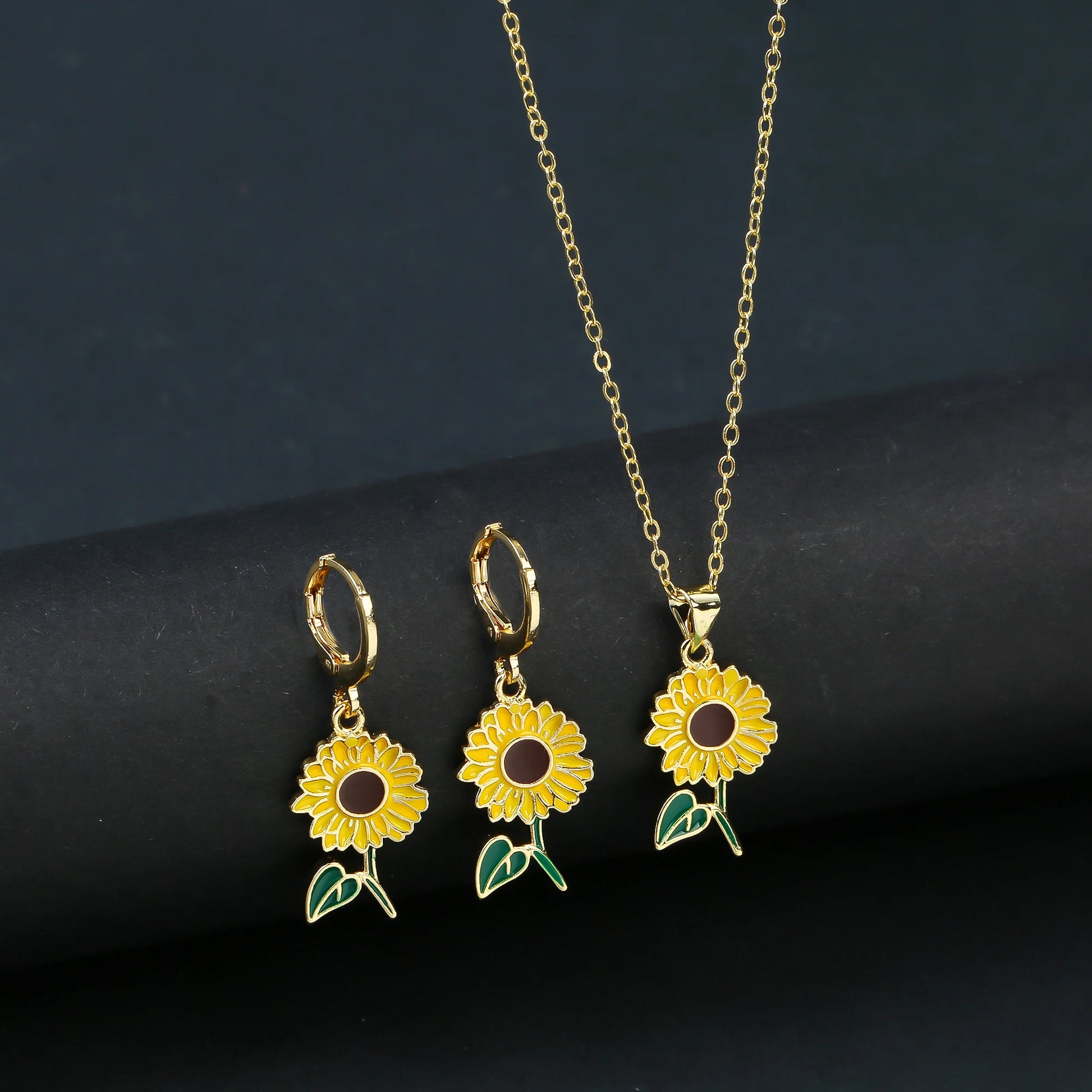 7 Style Classic Gold Plated Botanical Sunflower Pendant Necklace Earrings Jewelry Set New Trend Women Casual Party Jewelry Gift