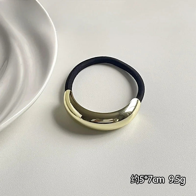 Fashion Punk Hair Bands Metal Irregular Double-Layer Elastic Hair Scrunchies Hair Rope Women  Ponytail Holder Hair Accessories