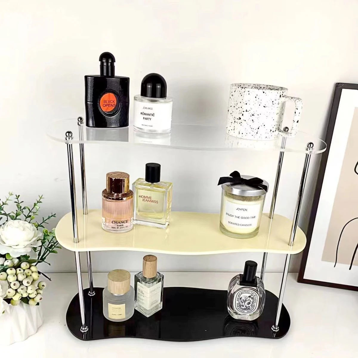 3-layer Acrylic Desktop Storage Rack Water Cup Perfume Bathroom Table Top Cosmetics Storage Jewelry Display Frame Organizer