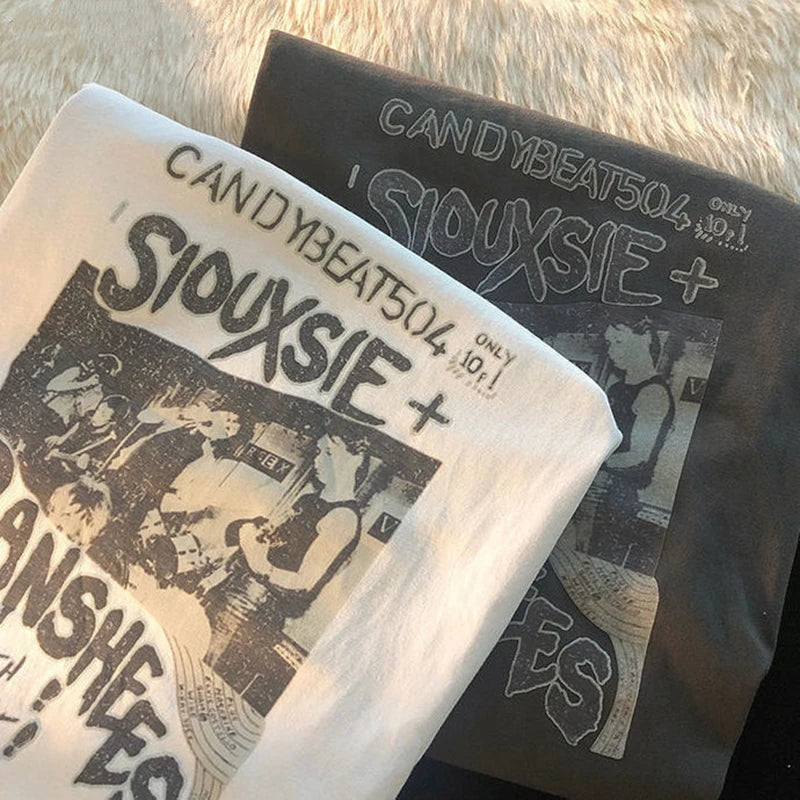 Hip-hop Women's T-shirt Oversized Streetwear Vintage T Shirt Grunge Harajuku Short Sleeve Y2k Tops Female Fashion Clothes Tee