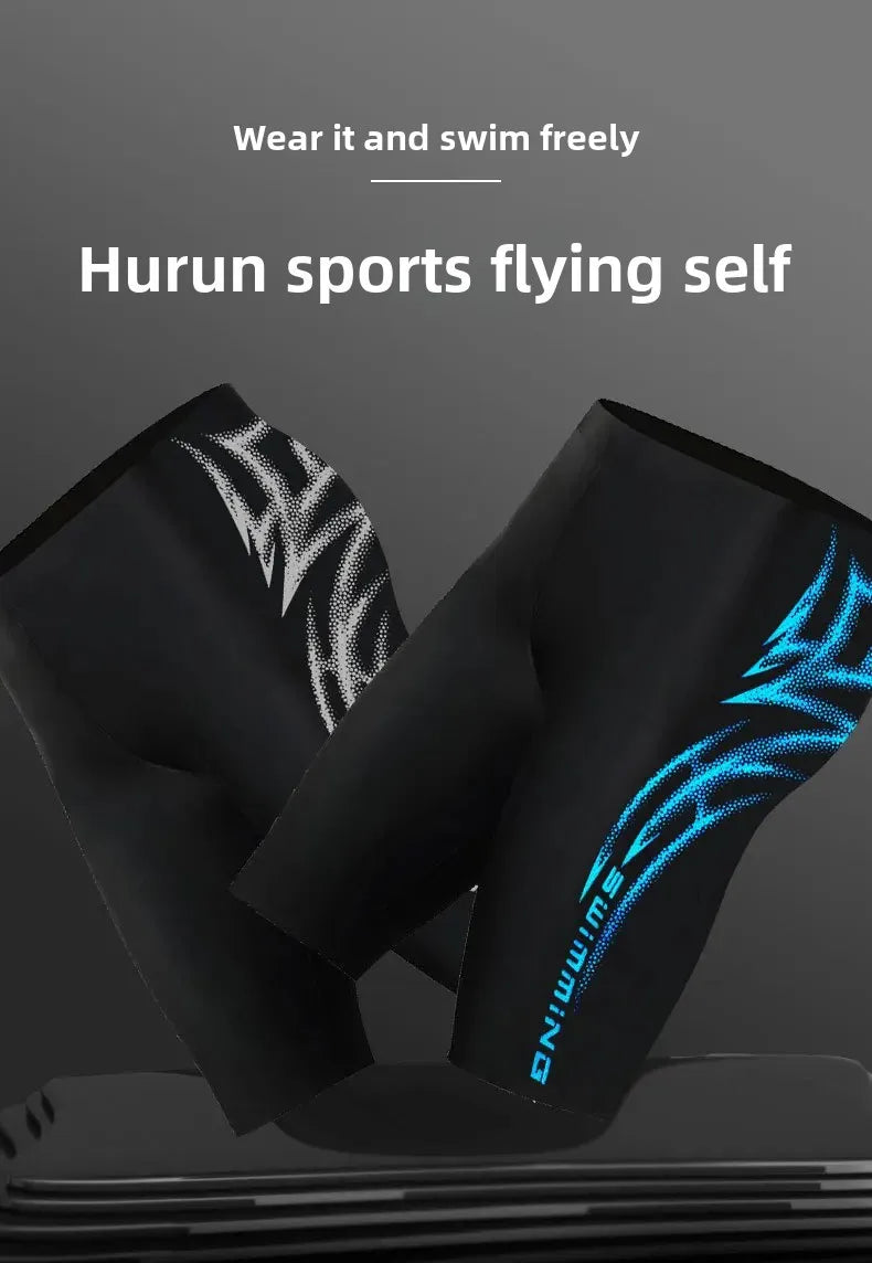 Long Swimming Pants for Men Profesional Five Point Escape Adult Speed Competition Plus Size Swimwear Anti-Awkward Pants
