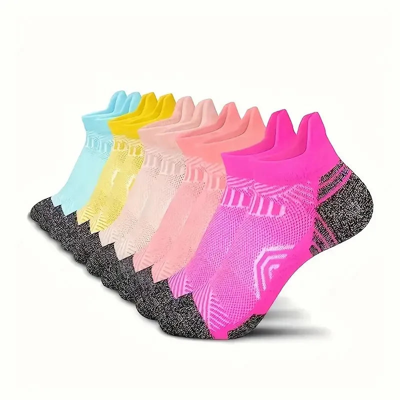5/10 Pairs Neutral Sports Socks Fashionable Striped Sweat Absorbing Breathable Outdoor Running Basketball Couple Casual Socks﻿