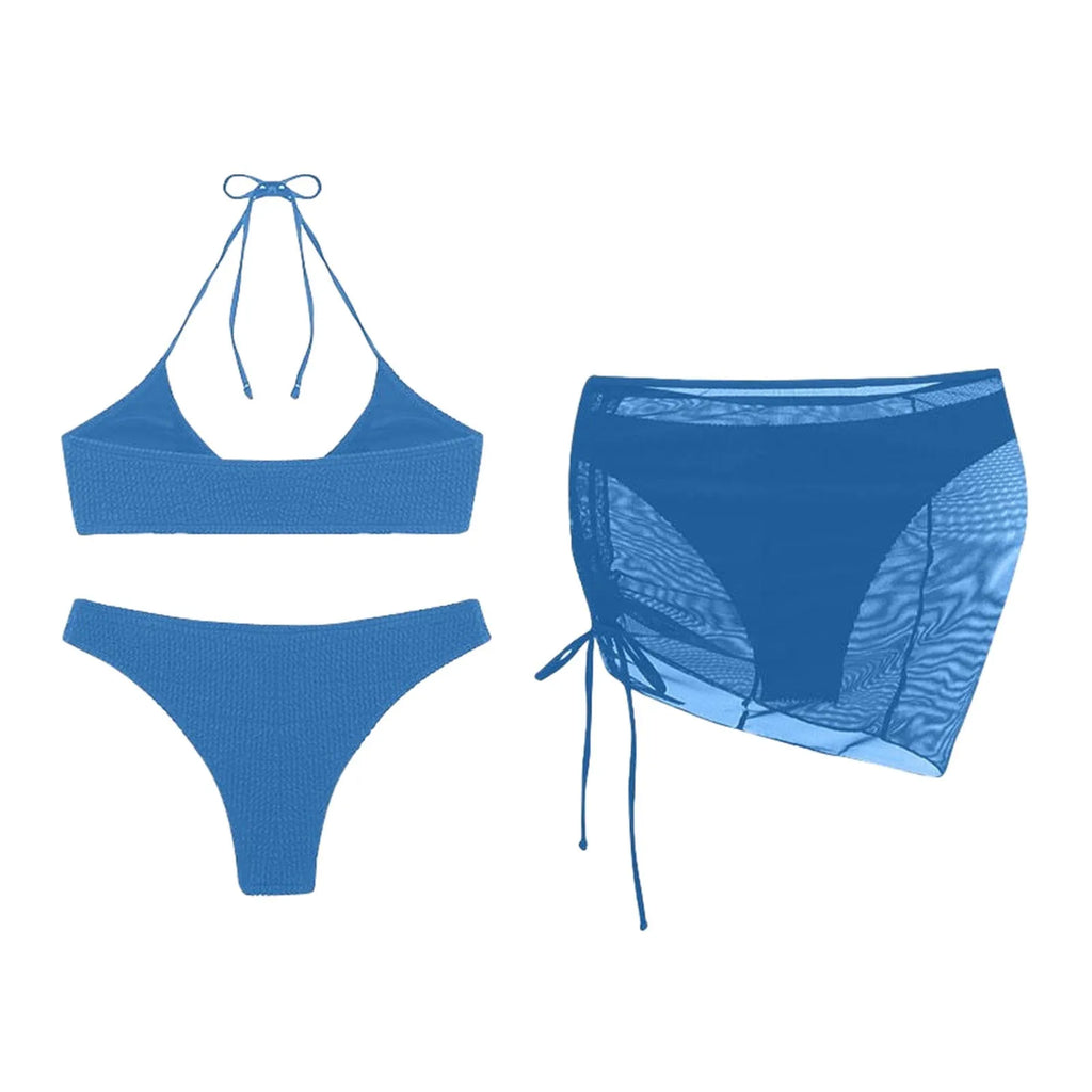 Women'S Summer Beach Swimwear Bikini Cover Up Four Piece Sexy Mesh Cover Up Three Pointed Bikini Swimsuit Fashion Beachwear