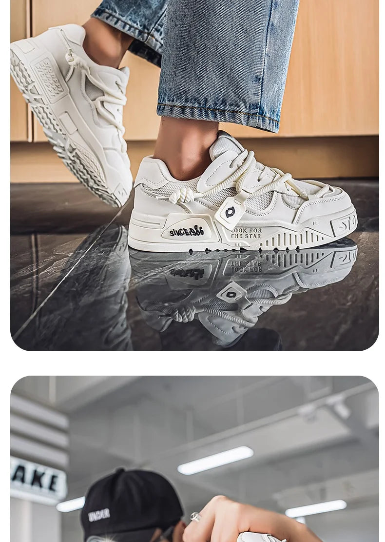 2025 New Summer Men's Shoes Original Casual Flat Shoes Sport Thick Bottom Increased Height Bread Trendy Shoes Skateboard sneaker