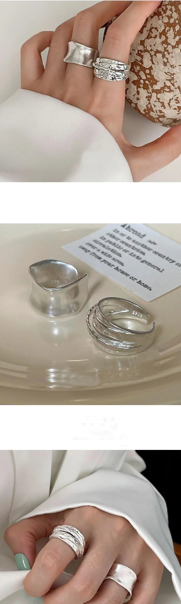 VENTFILLE 925 Sterling Silver Irregular Ring for Women Geometry Versatile Minimalism  Accessories Jewelry Gift Dropshipping