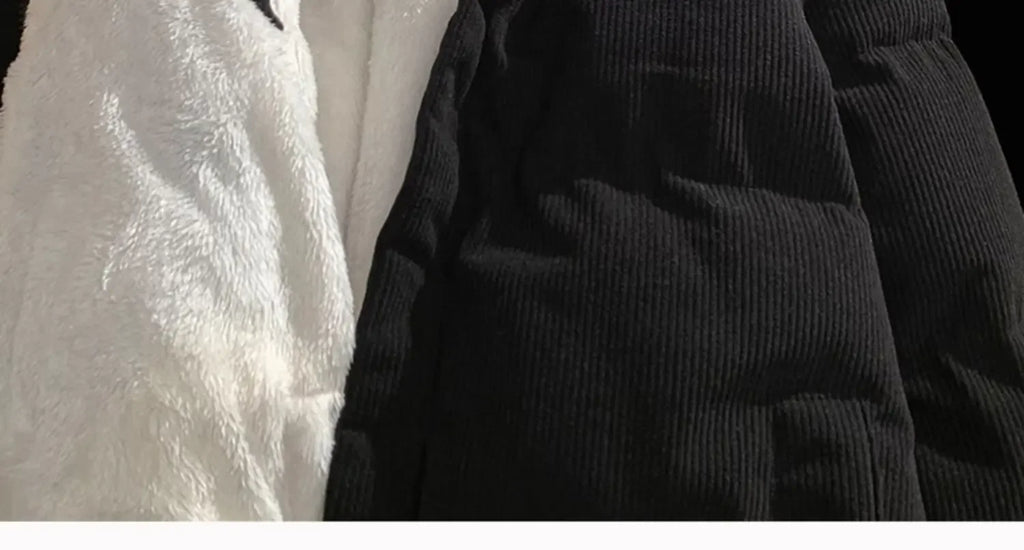 Fog Blue Cotton-padded Coat Men's Winter Thickened Hong Kong Style Corduroy Cotton Jacket Design Sensibility Niche 2023 Workwear