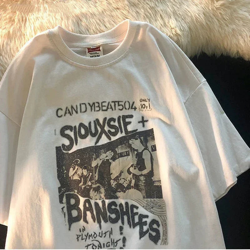 Hip-hop Women's T-shirt Oversized Streetwear Vintage T Shirt Grunge Harajuku Short Sleeve Y2k Tops Female Fashion Clothes Tee