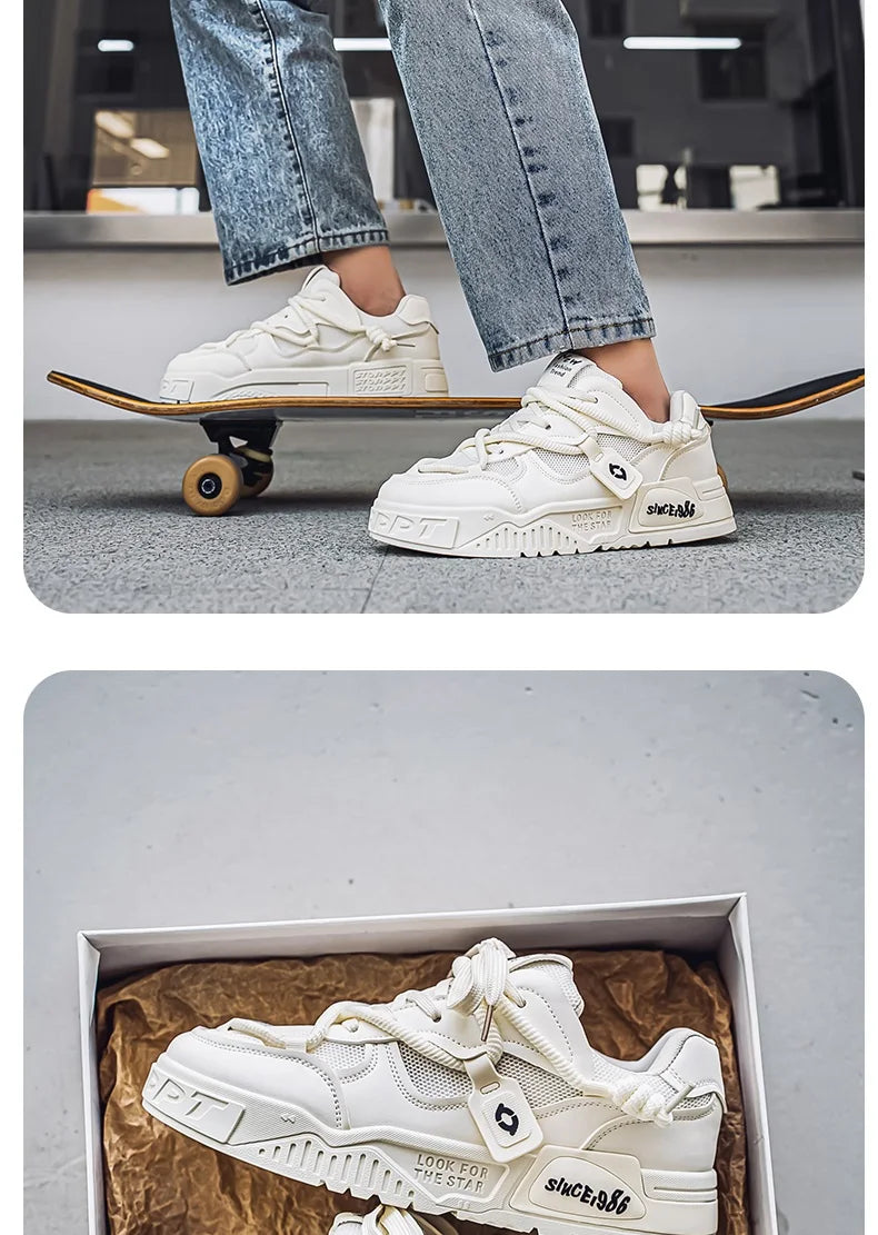 2025 New Summer Men's Shoes Original Casual Flat Shoes Sport Thick Bottom Increased Height Bread Trendy Shoes Skateboard sneaker