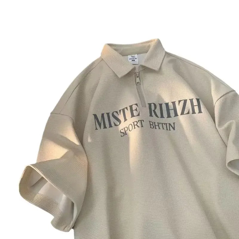 American Style Vintage Polo Shirt For Men Sleeves Business Fashion Trendy Brand Ins Trendy Fluid Shirt Half Sleeve Summer Wear