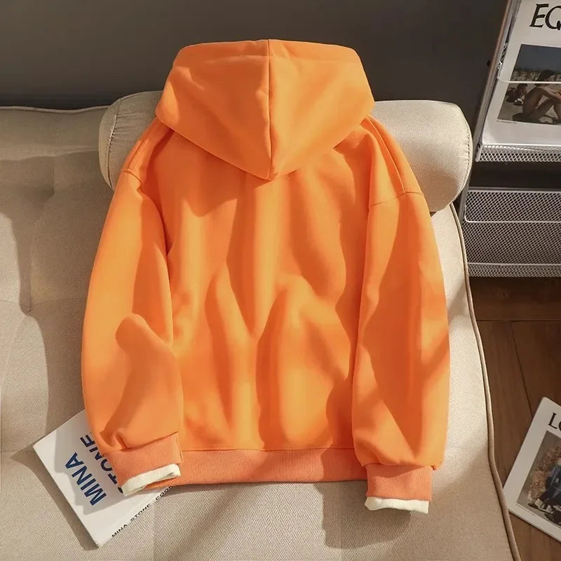 American stitching fake two-piece thin hooded sweater women's spring and autumn new fashion casual coat loose lazy loose top