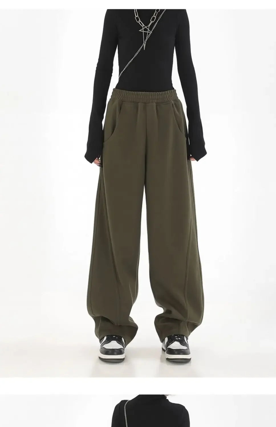 Autumn New Style Light Tawny Women's Sports Pants Loose Sweatpants Banana Shape Hiphop Elastic Waist Wide Leg Trousers