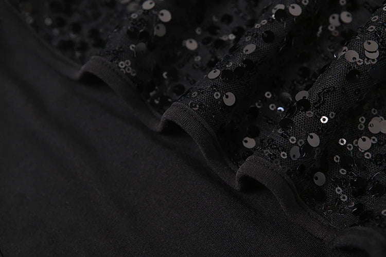 Weird Puss Prom Elegant 2 Piece Set Women Sequins Patchwork Backless Tube Tops+Ruched Slits Long Skirts Matching Sexy Trend Suit