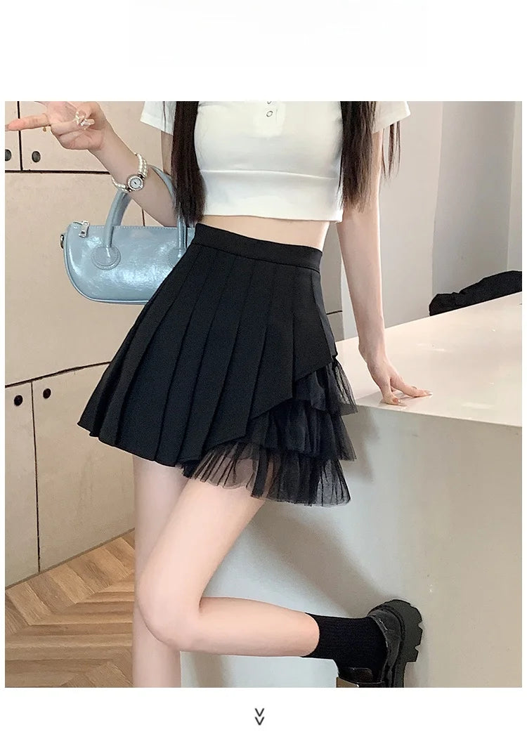 Slimming A-Line  Skirt for ort Women High Waist Pleated Tulle f Body Skirts Commute Sle Summer Collection