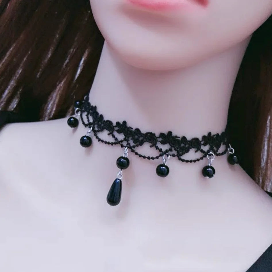 Girl Black Lace Choker Necklace For Women Trendy Neck Chain Collarbone Necklaces Punk Lolita Gothic jewelry For Girls Vintage