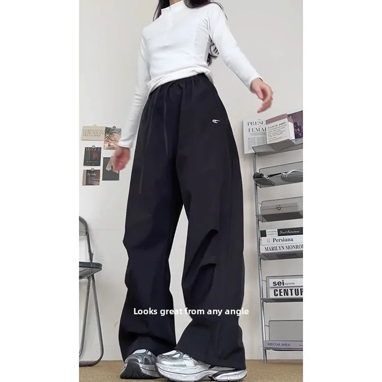 High Waist Wide Leg Pants Women's Retro American High Street Paratrooper Trousers Spring Summer New Loose Drapey Cargo Pants
