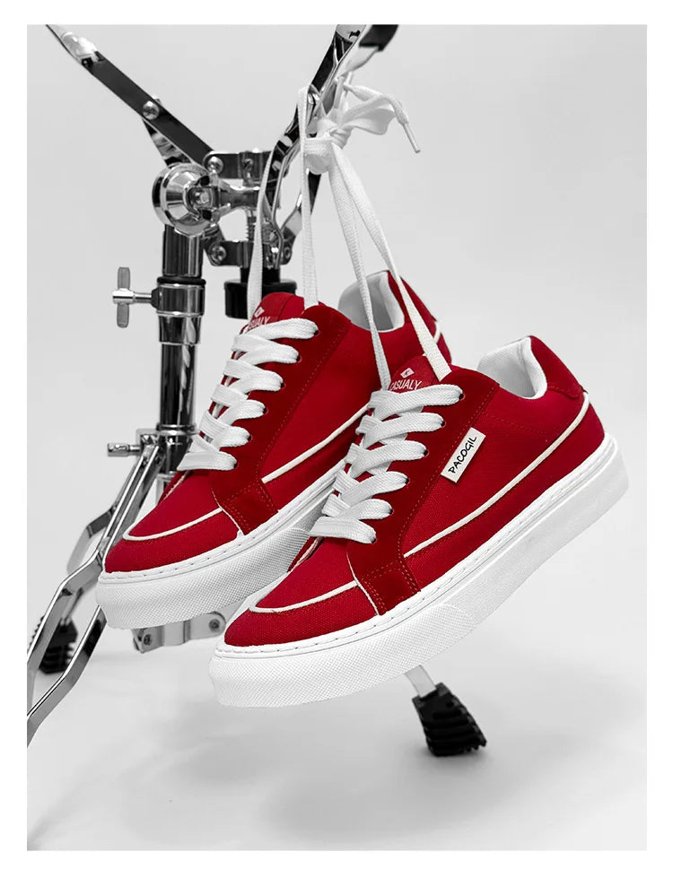 Men's Casual Canvas Shoes Spring Trendy Sports Leisure Skateboarding Shoes Student Low Top Flat Laced Breathable Sneakers