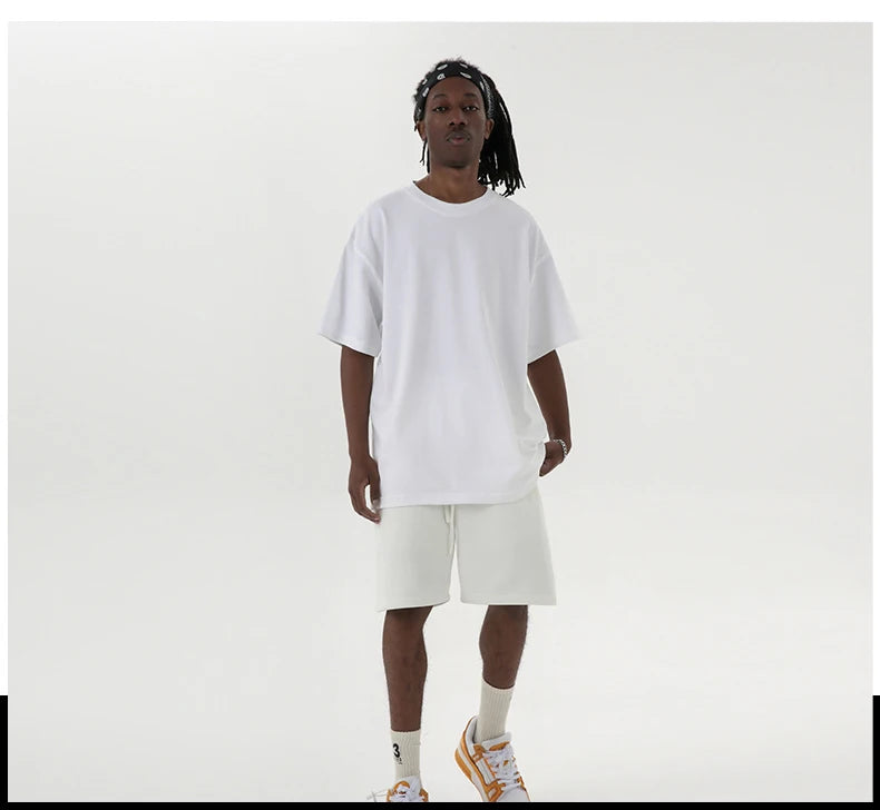 Oversized T Shirt for Men Women 280gsm Heavy Cotton Shirts Summer O-neck Oversize Tees Solid Casual Streetwear Fashion Clothing