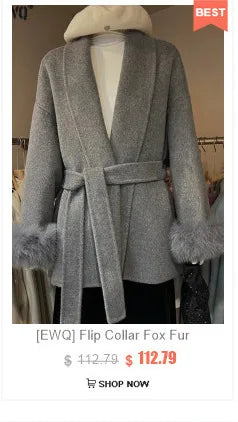 [EWQ] Big Size Long Sleeve Hooded Zipper Decorate Blue Knit Cardigan Women Thick Sweater Jacket 2024 Autumn New Fashion 16O2559