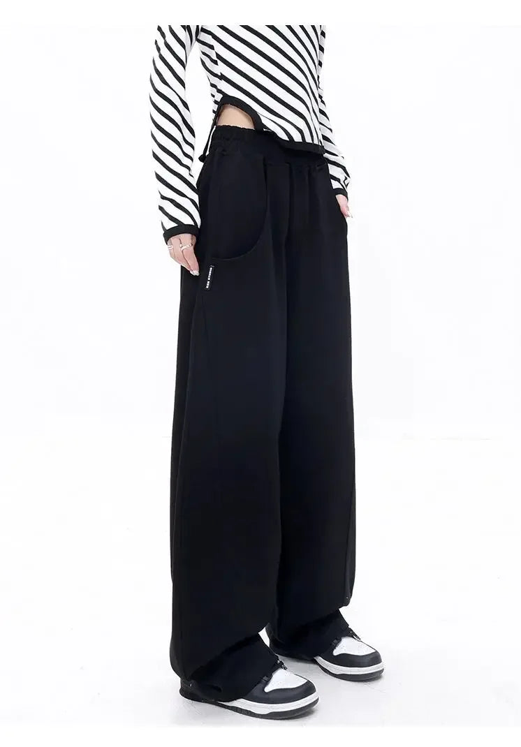 Autumn New Style Light Tawny Women's Sports Pants Loose Sweatpants Banana Shape Hiphop Elastic Waist Wide Leg Trousers