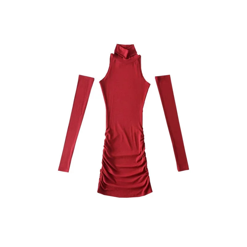 Spring Sexy High Collar Dress Spicy Sweet Tight Pure Desire Style Halter Wrap Hip Dress Women