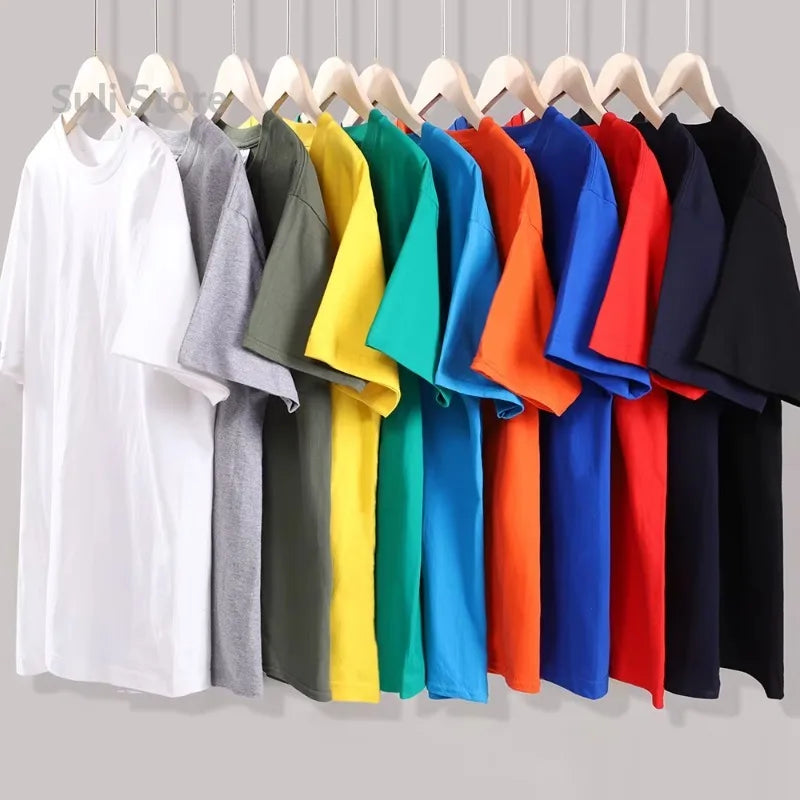 New Candy Color 100% Cotton T-Shirts Men Women 14 Colors Oversized Short Sleeves High Quality Brand Tee Clothing Soft T Shirts