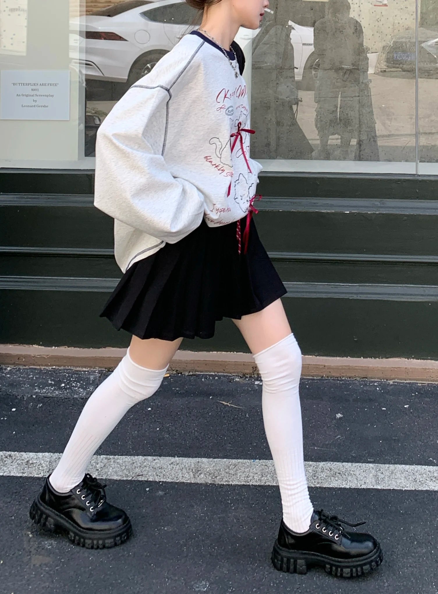 Ele Loose Long Sve Hoodie Women's Faion Design  Knot Print Top Trendy Autumn New Sle Korean System