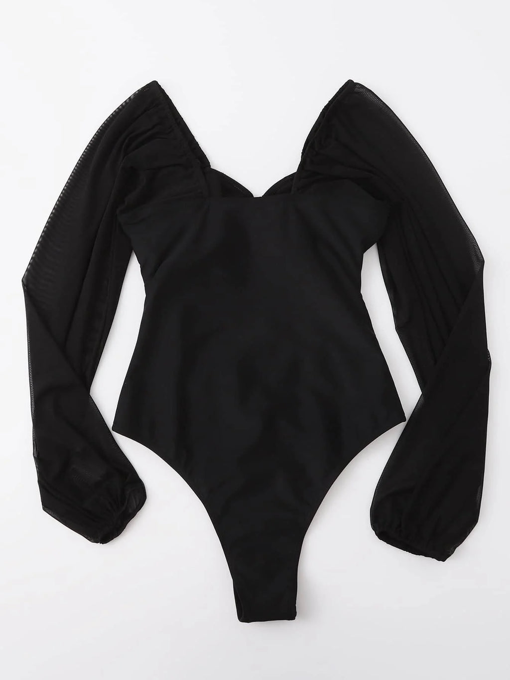 2025 Black Swimsuit One Piece Solid Long Sleeve Swimwear Women Bathing Suit Female Padded Swimming Summer Beachwear Bodysuit