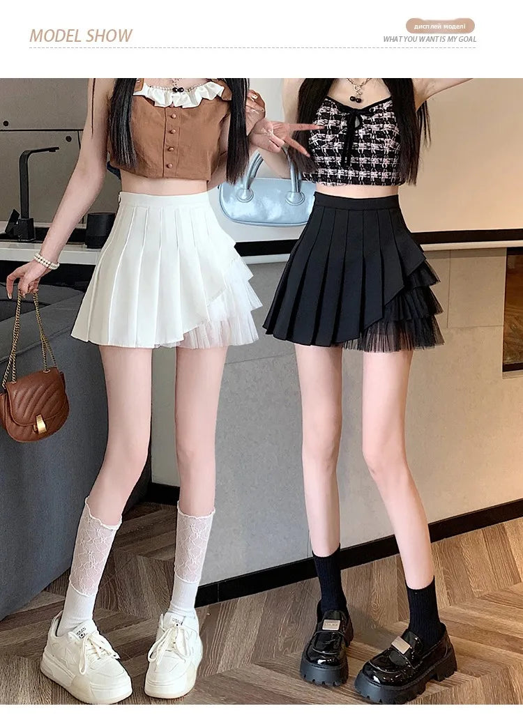 Slimming A-Line  Skirt for ort Women High Waist Pleated Tulle f Body Skirts Commute Sle Summer Collection