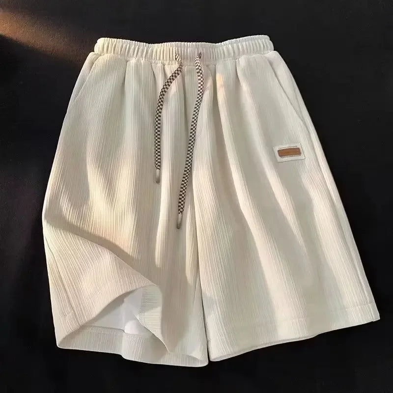 2024 Summer New Men's Women's Hong Kong Style Simple Basic Straight-Leg Casual Ice Silk Draped Shorts