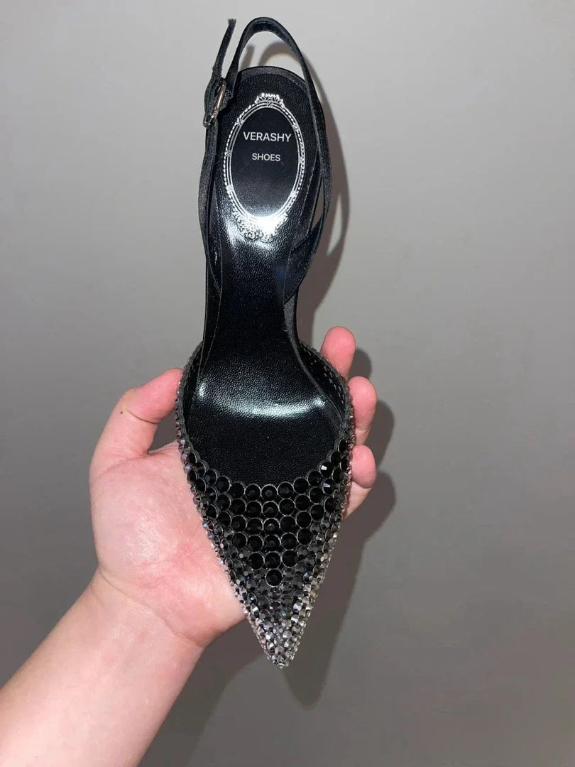 Luxury Rhinestones Gradient Slingbacks Women Pumps Fashion Bling Crystal Banquet Stiletto High Heels Fashion Party Prom Shoes