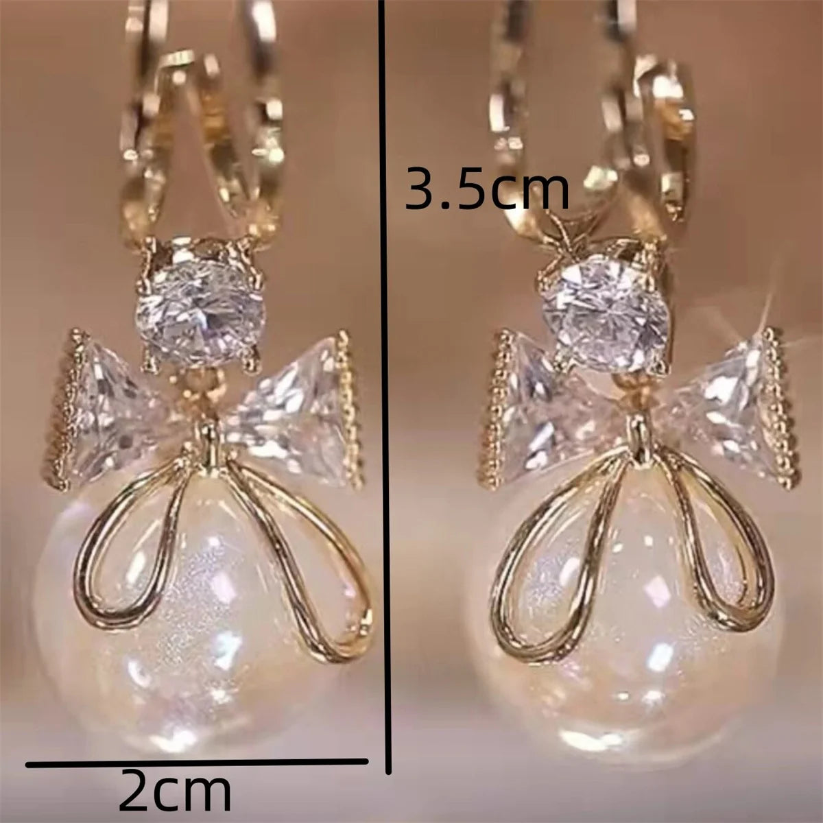 2PC Women's Trendy Bow Earrings Set European American Style for Outdoor Travel Carnival Banquet Party Festival Fashion Gift
