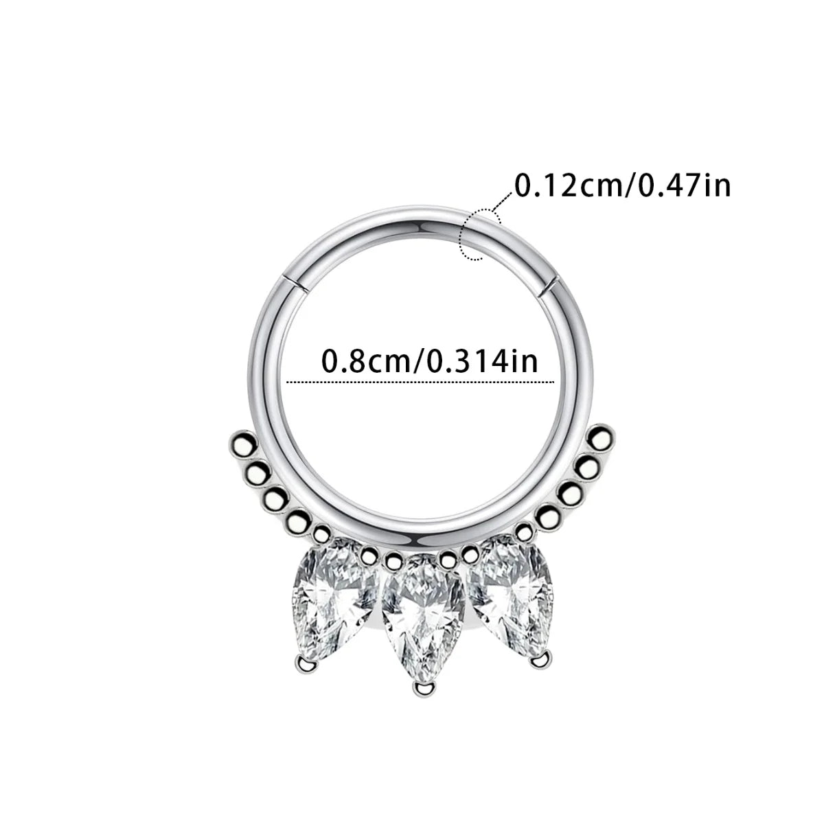 Zircon Hinged Segment Nose Ring Stainless Steel Nose Hoop Septum Clicker Piercing Lip Ear Cartilage Helix Body Piercing Jewelry
