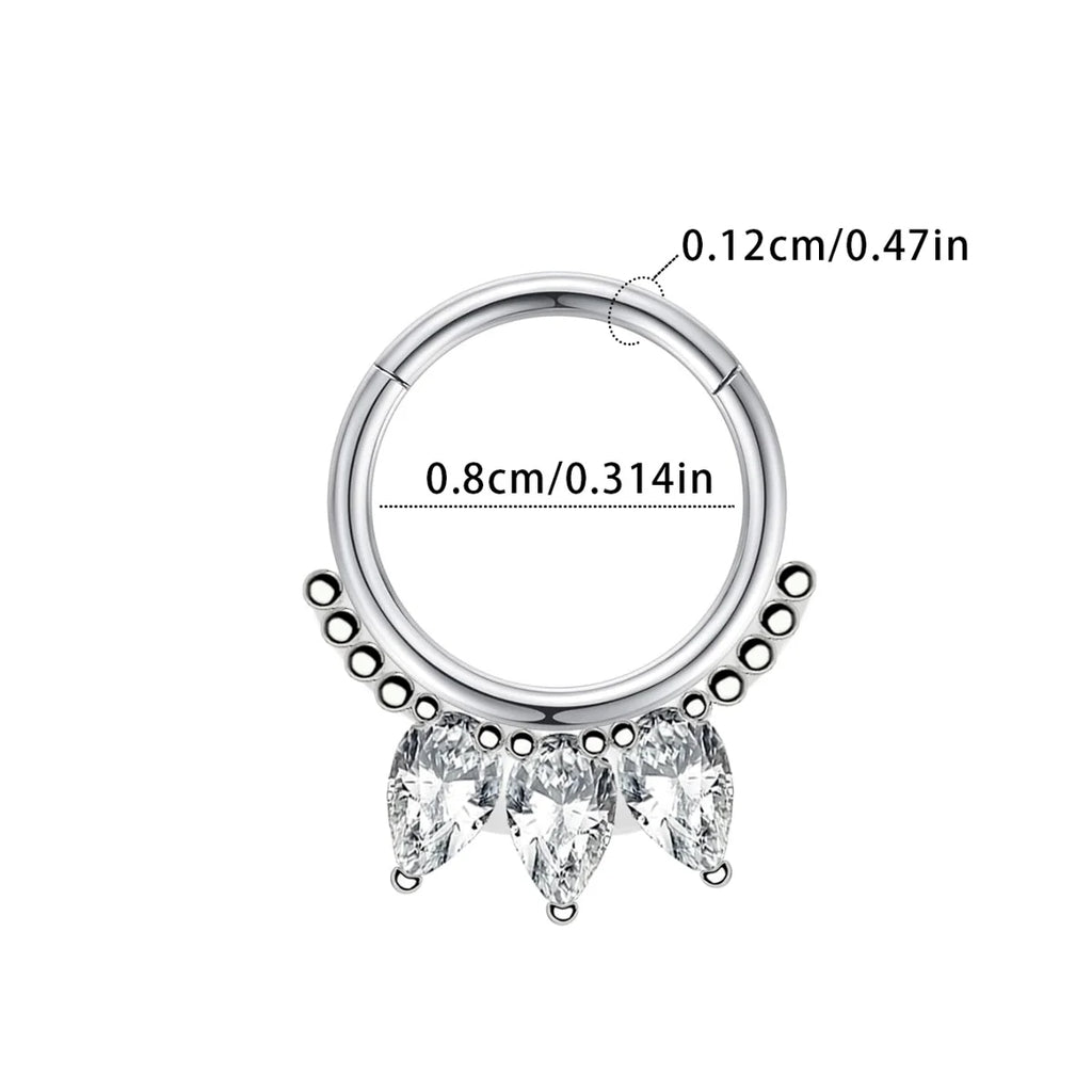Zircon Hinged Segment Nose Ring Stainless Steel Nose Hoop Septum Clicker Piercing Lip Ear Cartilage Helix Body Piercing Jewelry