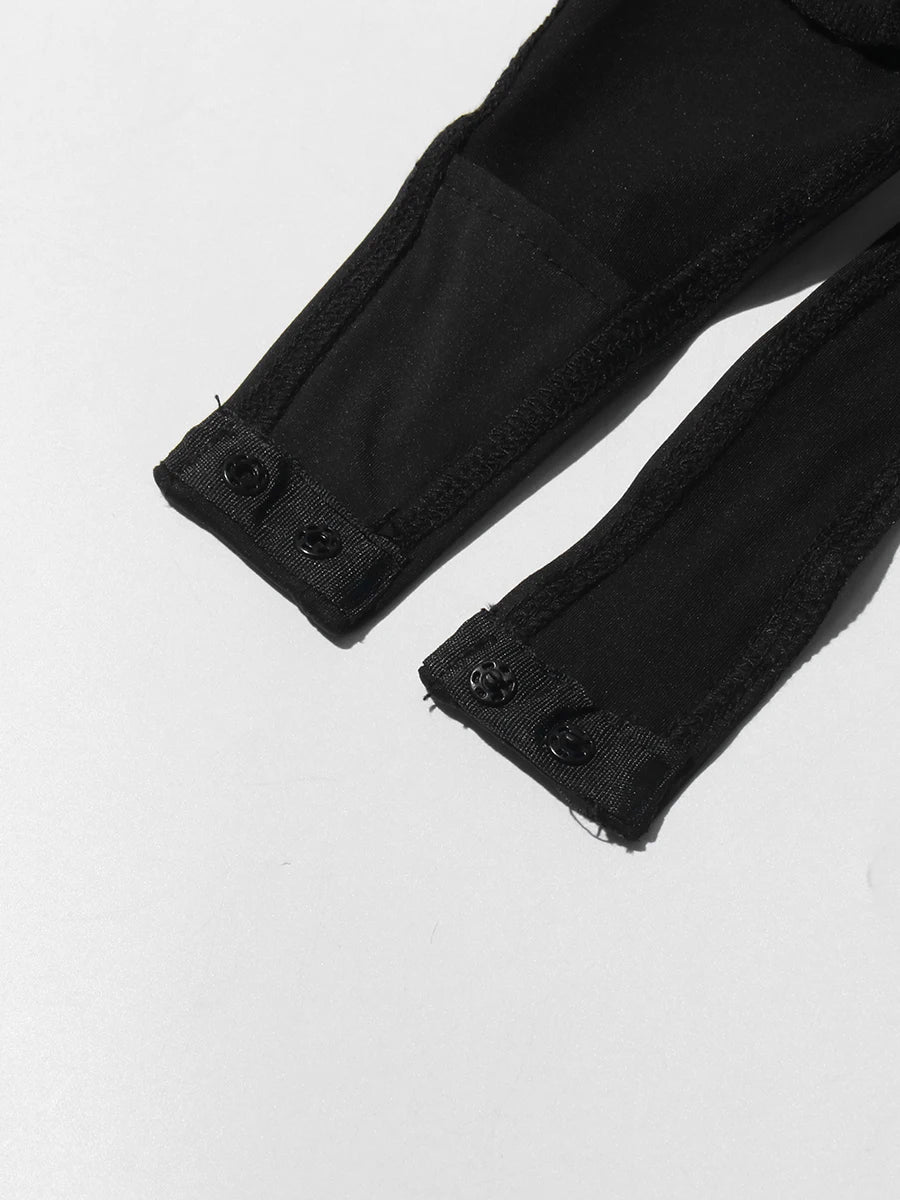 CHICEVER Sexy See Through Jumpsuit for Women Stand Collar Long Sleeve Colorblock Hot Girl Style Playsuit Female Summer Clothing