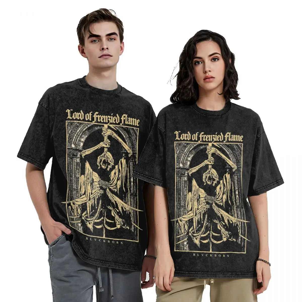 Elder Washed T Shirts Streetwear Hip Hop Fashion T-Shirts Game Tees Tops for Men Women 100% Cotton Harajuku Graphic Printed