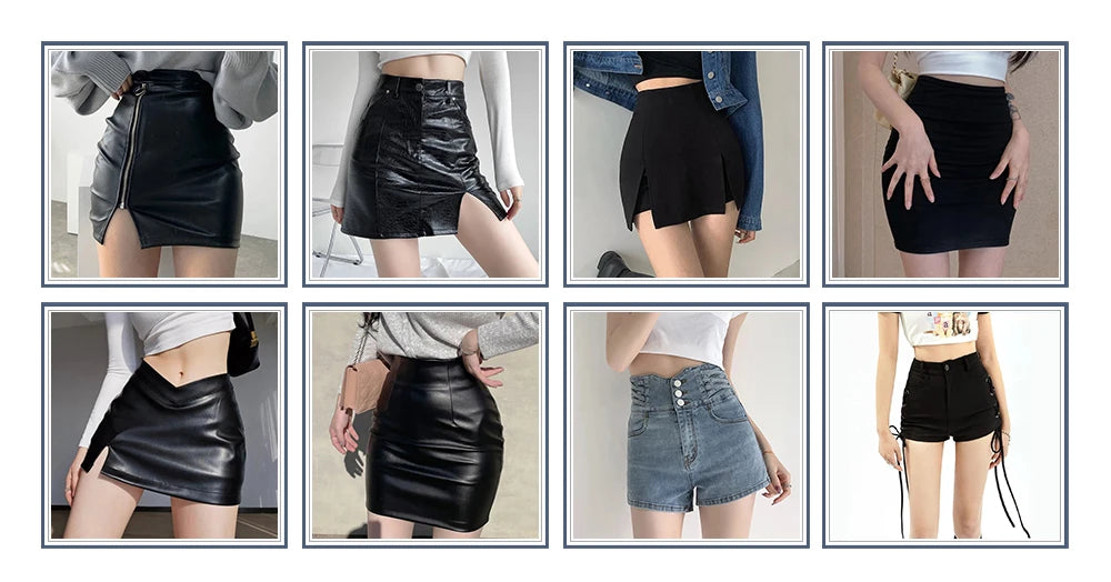 Sexy Black PU Fashion Casual Summer Shorts Women Clothing Faux Leather Goth High Waisted Womens Shorts Y2k Hot Woman Short Pants
