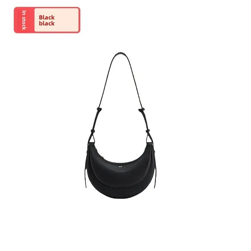 Versatile Half-Moon Shoulder Crossbody Bag Retro Semi-Circular Tote Bag with Mobile Phone Pocket for Commuting And Various Occas
