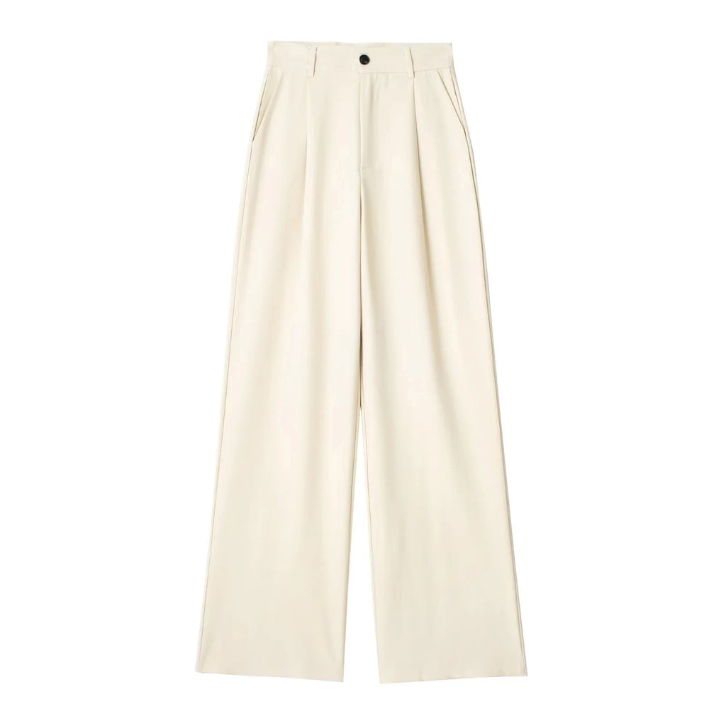 TRAF Women's Formal Pants Office Wear Women Striped Grey Black Pants Woman High Waist Baggy Suit Pants Casual Wide Leg Trousers