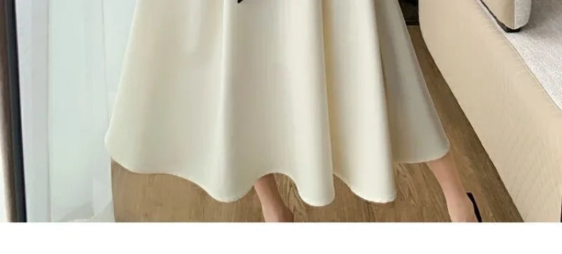 Elegant High-waisted Slimming Black Square Collar Long Dress 2024 New Style Vintage French Fashion For Women