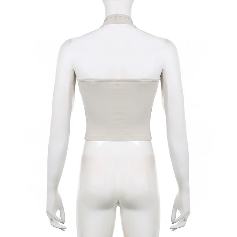 Top Women Y2k Devil's Eyes Retro Print Hanging Neck Suspender Vest Women's Summer Korean Fashion Slim And Slimming Short Top