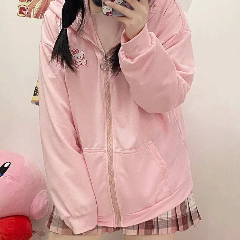Women's Autumn/winter 2024 New Preppy Style Hooded Sweatshirt Thin Fleece-lined Jacket For Middle High School Students