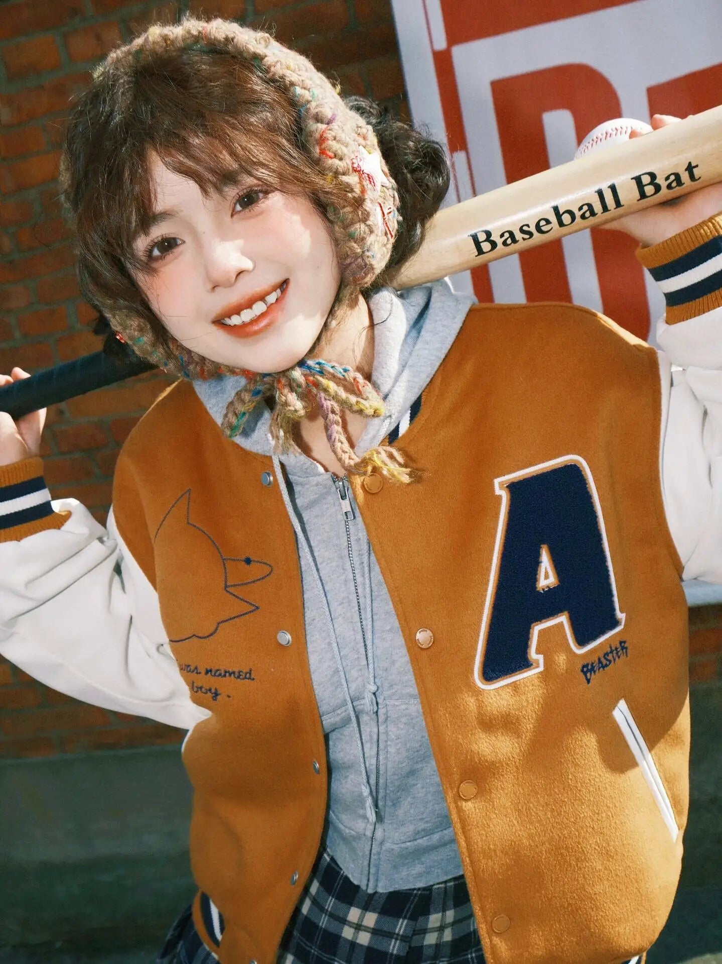 American Vintage Astro Boy Baseball Jaet Women's Letter Embroidery Floing Loose Thiened Trendy Brand Jaet