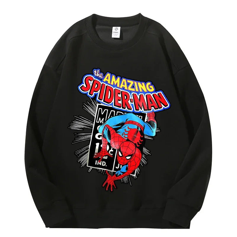 High Quatily Cotton Spiderman Print Sweatshirt Crew Neck Casual Pullovers Streetwear Sweatshirts for Women Long Sleeve Clothing