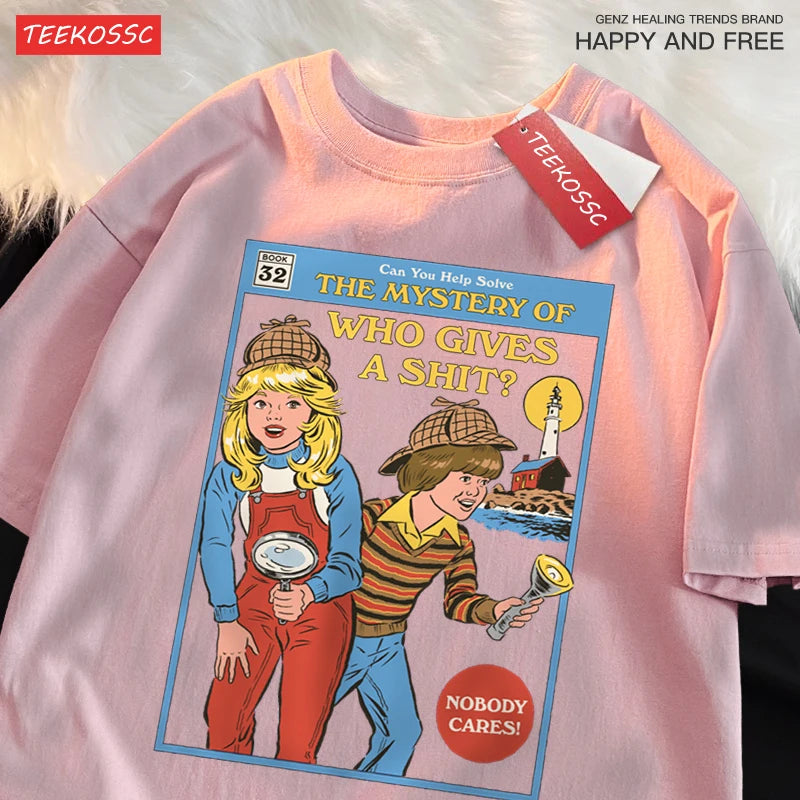 Can You Help Solve The Mystery Of Who Gives A Shit T Shirts Male Cotton Tee Clothes Hip Hop Oversized T Shirts Casual Loose Tops