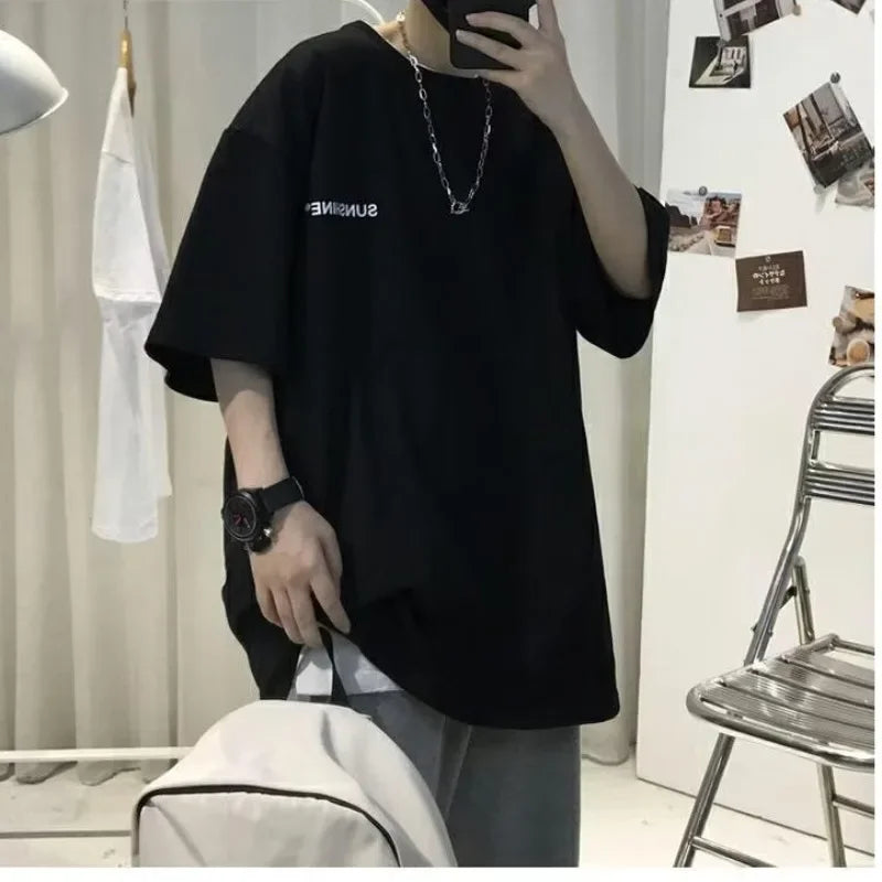 American Stylet Men's Short Sleeve T-shirt Insensitive Printing Design Sensibility Niche Oversize Half Sleeve Summer Top