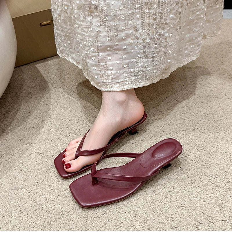 Summer Women Clip Toe Slippers Comfort Low Heel Slides Shoes Ladies Casual Dress Street Style Sandalis