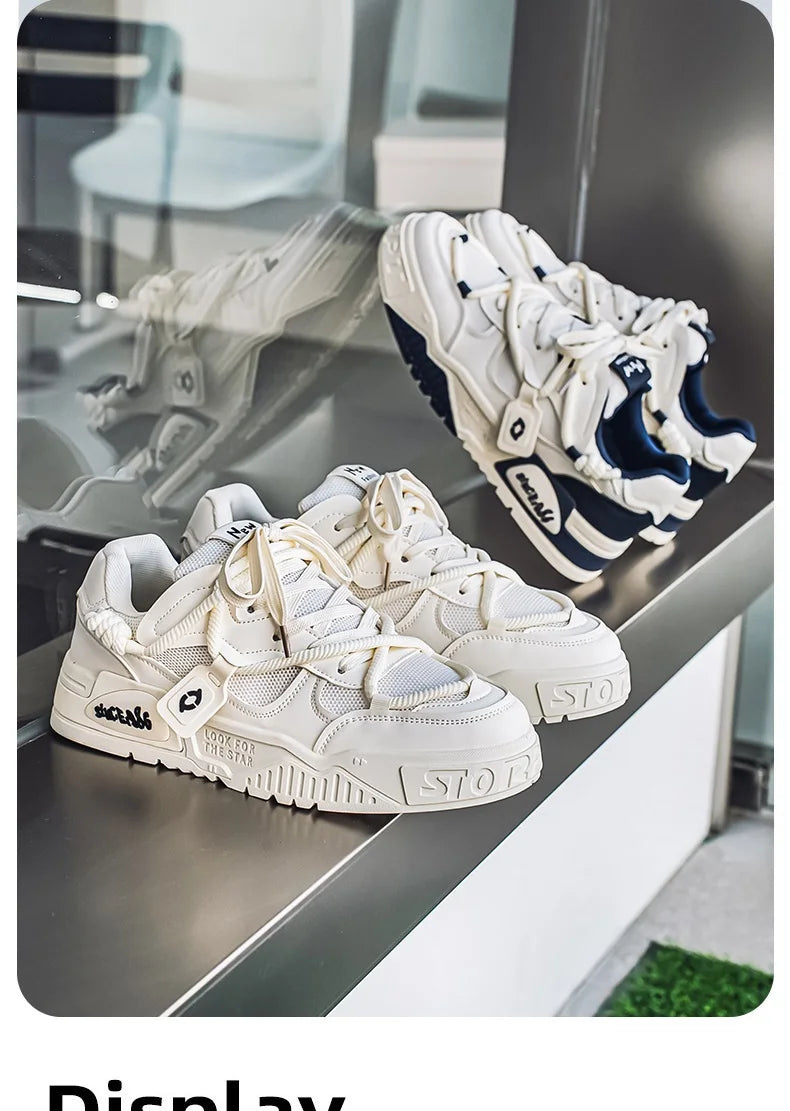 2025 New Summer Men's Shoes Original Casual Flat Shoes Sport Thick Bottom Increased Height Bread Trendy Shoes Skateboard sneaker