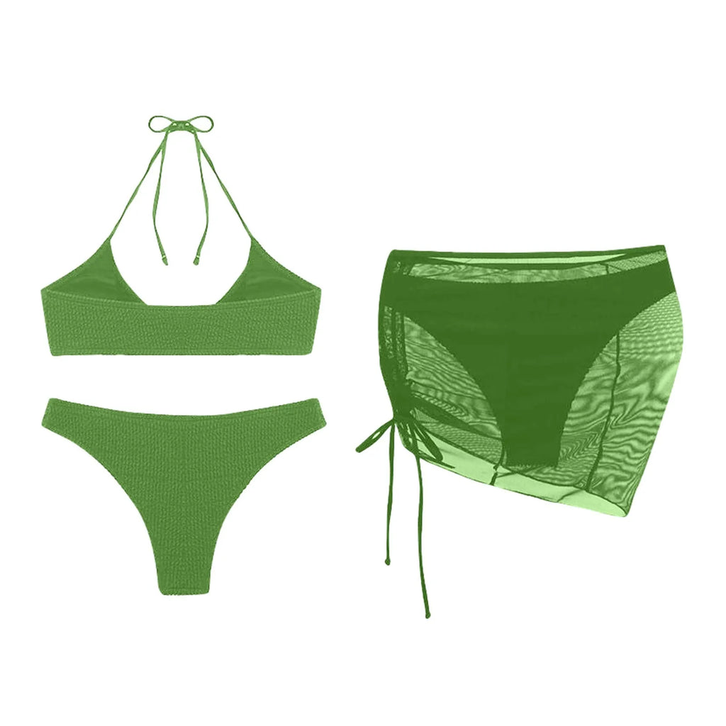 Women'S Summer Beach Swimwear Bikini Cover Up Four Piece Sexy Mesh Cover Up Three Pointed Bikini Swimsuit Fashion Beachwear