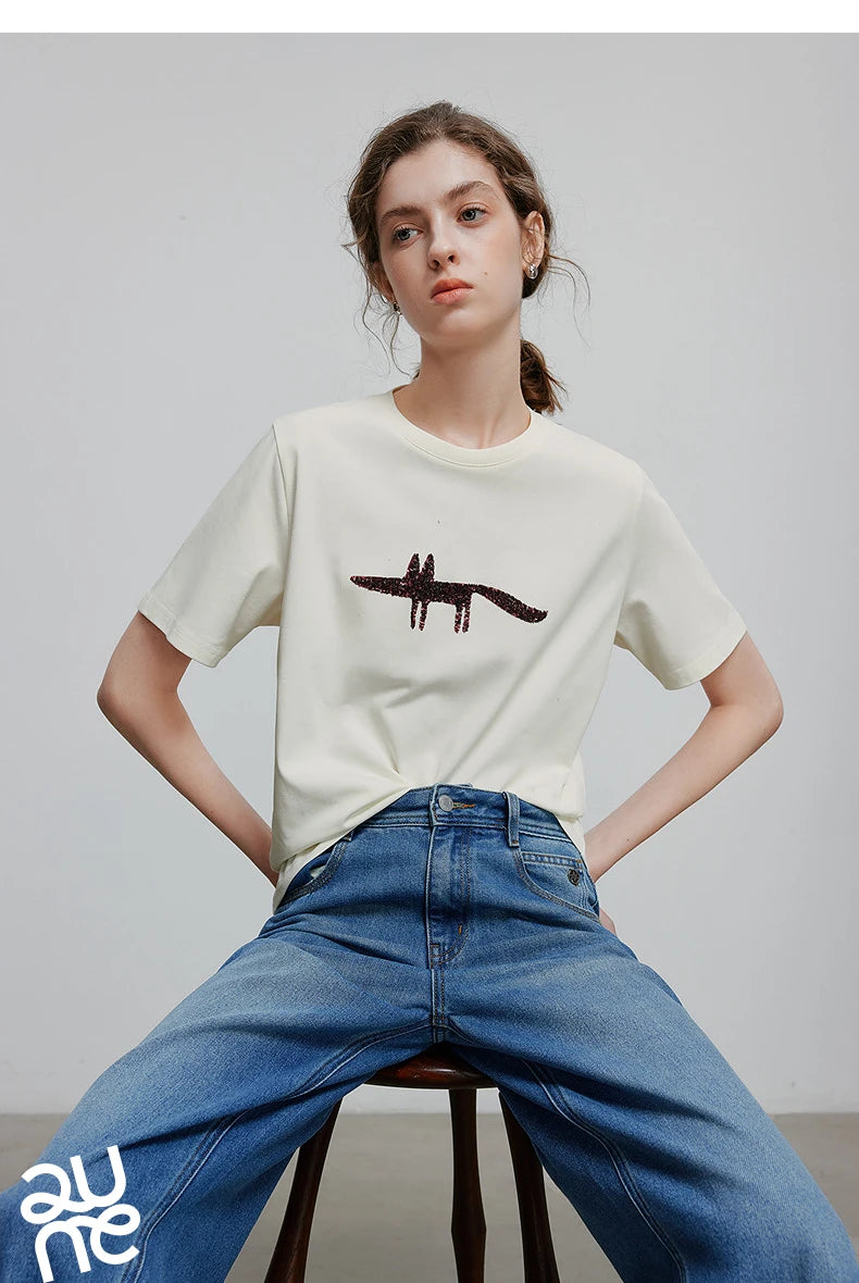 TOYOUTH Women Short Sleeve T shirt 2025 Spring New Tops 8521035